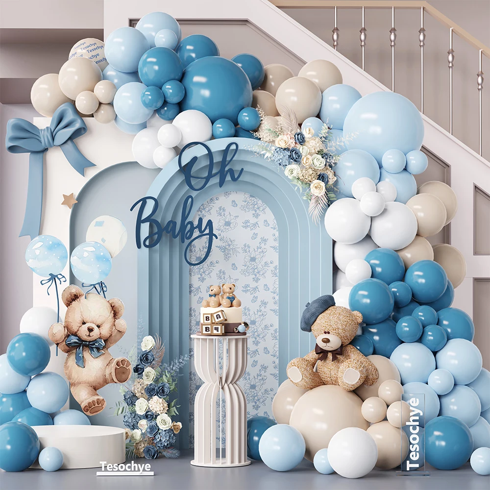 105pcs Bear Theme Balloon Arch Garland Kit Pink Blue Latex Balloons Gender Reveal Birthday Party Decoration Baby Shower Supplies