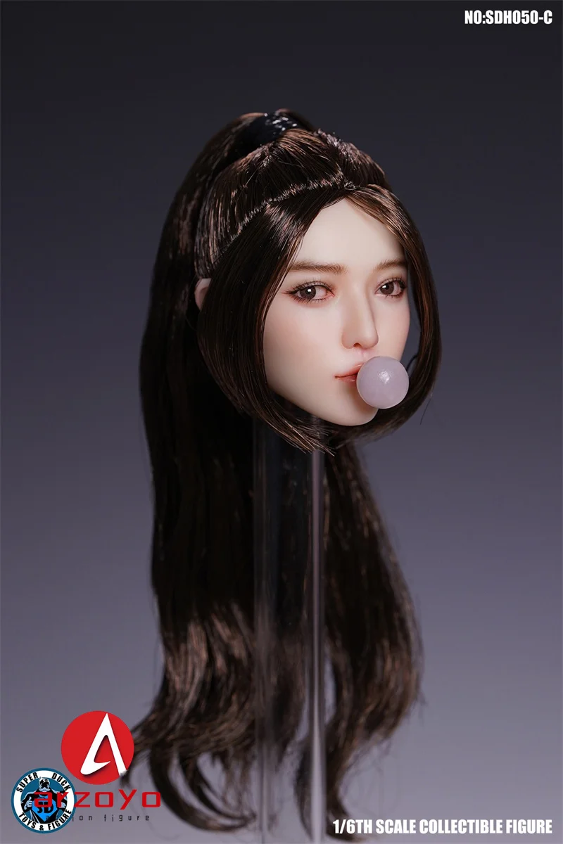 【2024 Q2】SUPER DUCK SDH050 1/6 Blowing Bubble Girl Head Sculpt Beweegbaar oog Vrouwelijk hoofd Carving Fit 12'' Bleke actiefiguurlichaam