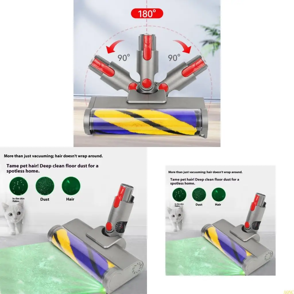 A0NC الأخضر LED الغبار التصور فراغ مرفق لنماذج عجلة فرشاة رئيس جهد الحيوانات الأليفة الشعر التنظيف العميق #1