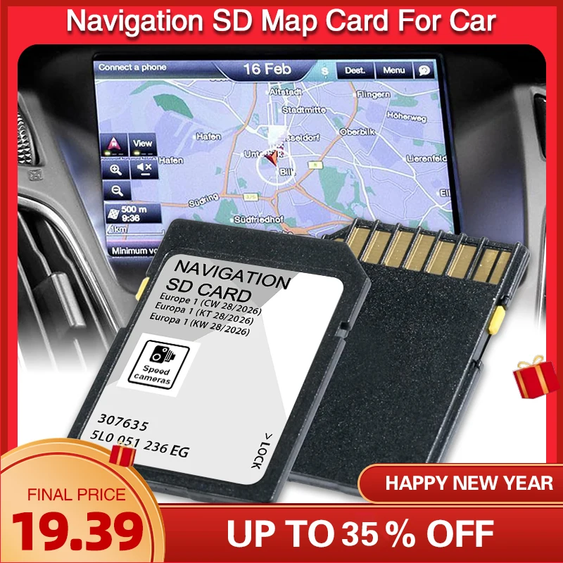 

for Skoda GPS Accessories 32GB MIB2 Europe Map Navigation SD Card 5L0051236EG 2026 A1 Discover Media Sat Nav Fast Delivery