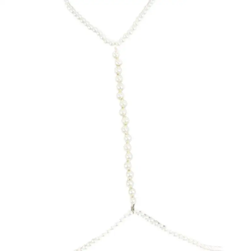 652F Women Body Chain Artificial Pearls Chest Chain Night Club Party Dress Jewelry