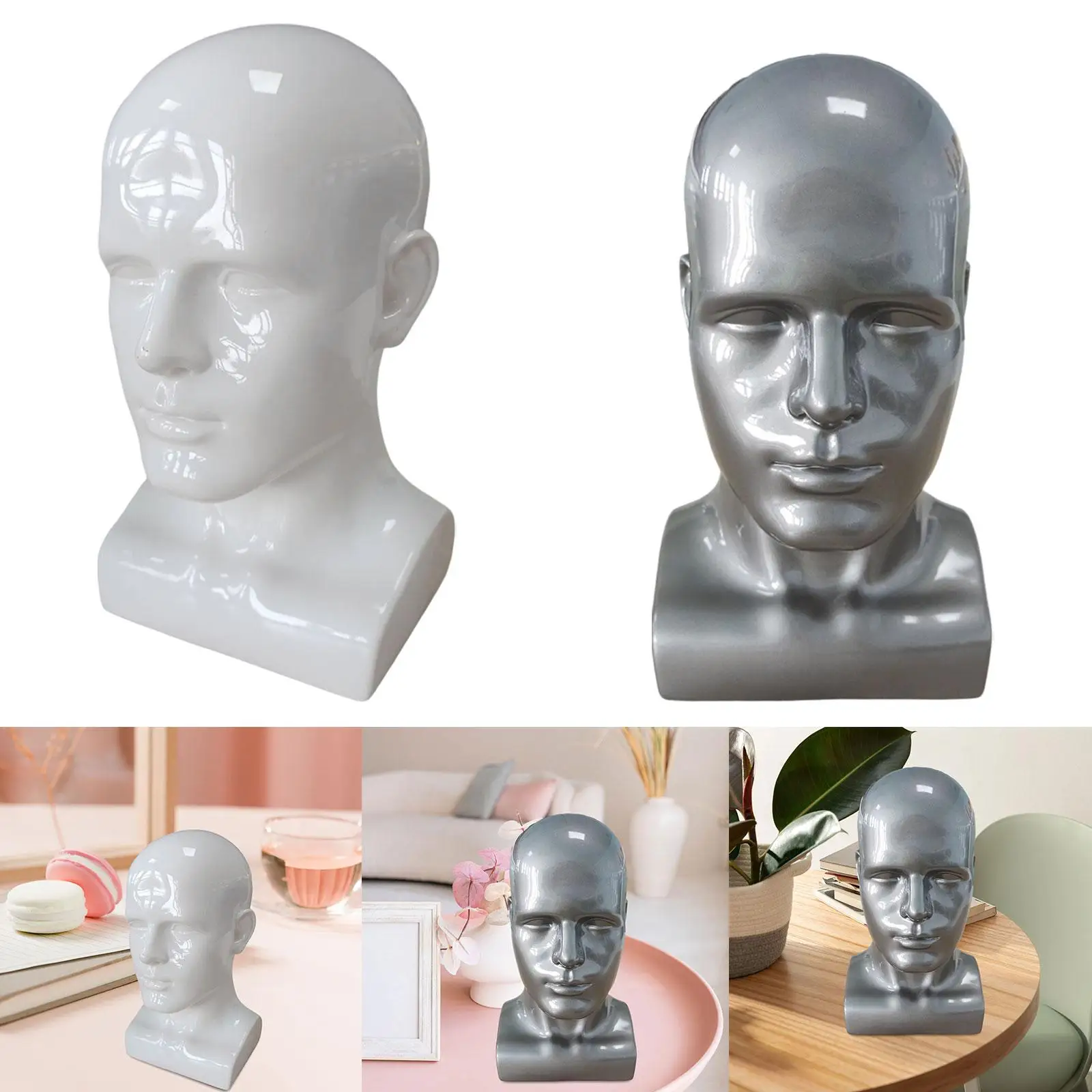 PVC Mannequin Male Head Model for Displaying Headset Headphone Durable