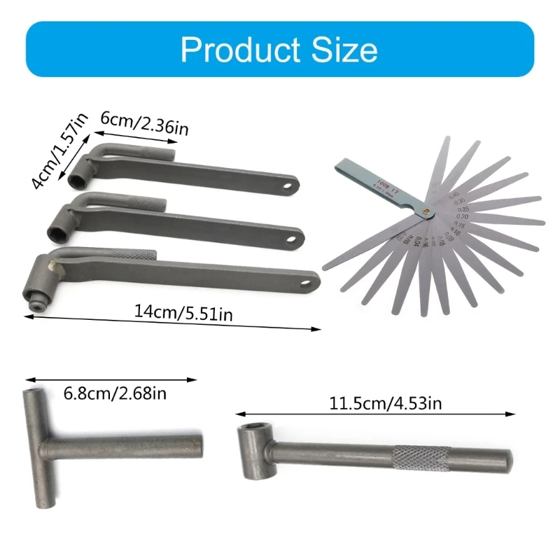 Válvulas para patinetes motocicleta, válvulas motor, tornillo ajuste, herramienta orificio Hexagonal con galgas