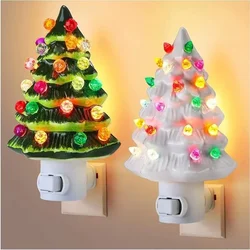 Ceramic Christmas Tree Night Light Bedside Light Christmas Holiday Crafts