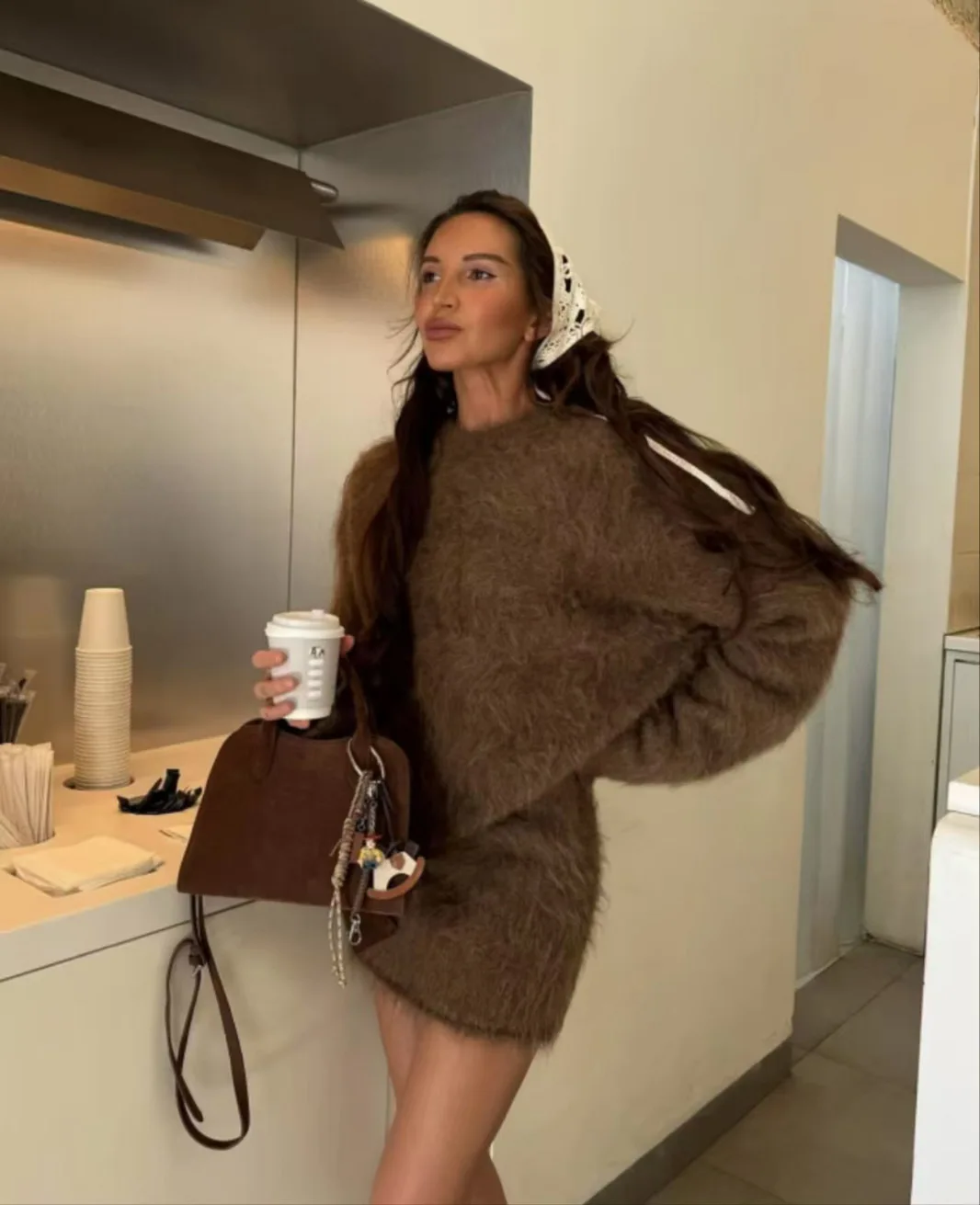 

DSMTRC Women Autumn Winter Elegant O-neck Knitted Long Sleeve Warm Pullover Skirt Two Piece Sets Mohair Sweater Mini Skirt Suits