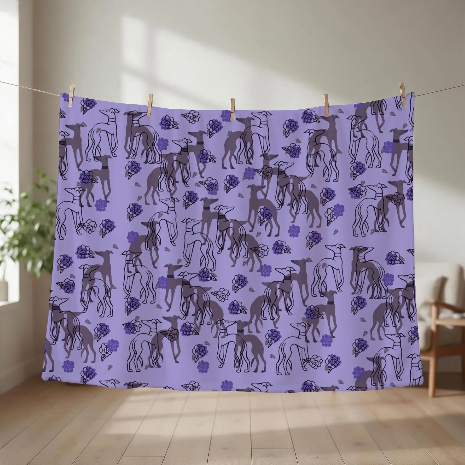 Greyhounds Everywhere Throw Blanket couch cozy soft plush fuzzy picnic outdoor blanket