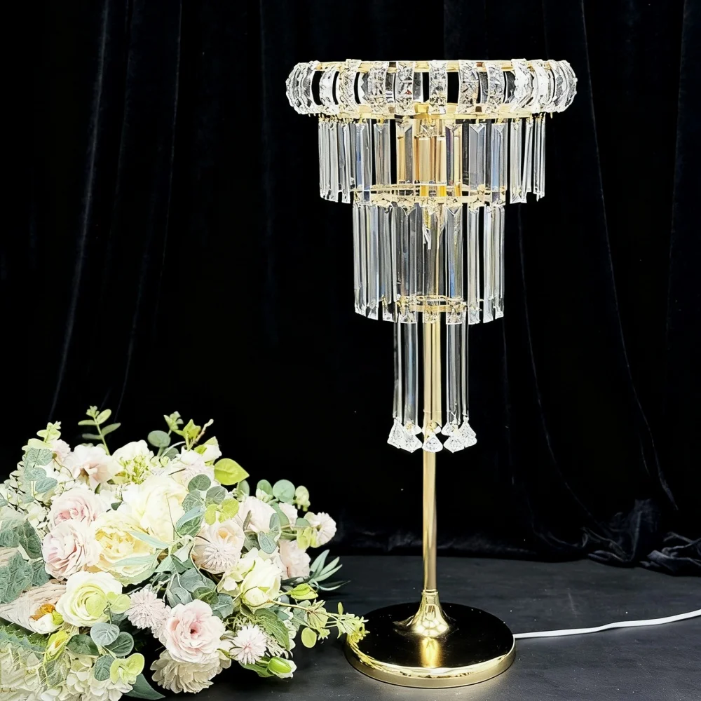 

Позолоченная подставка для цветов, центральная часть с прозрачными акриловыми бирками (H82cm) — для свадебной вечеринки, предметов домашнего декора WT013