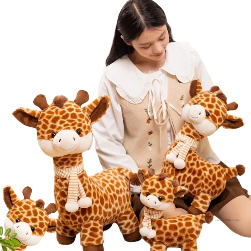 Simulated 50cm Stuffed Plush Scarf Giraffe Cartoon Soft Animals Dolls Baby Toys Funny Girls Birthday Gifts Decor Throw Pillow