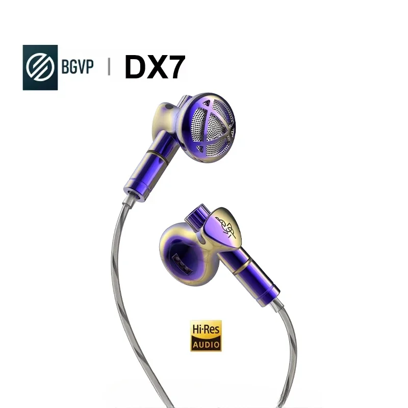 BGVP DX7 Flagship Tunable Flat Head Earbuds HIFI 2 in 1 Plug 3.5mm/4.4mm Replaceable MMCX Wired Earphone