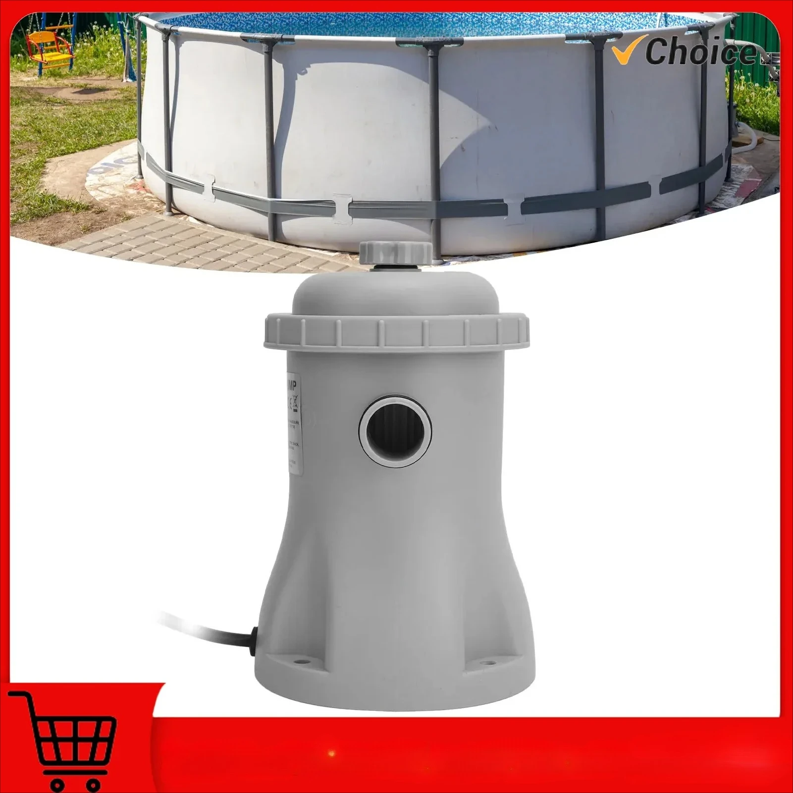 

Low Noise Inflatable Pool Filter Pump Kit Energy Saving 330 Gallon ABS for Household Swimming Pool Clear Cartridge Filter Pump