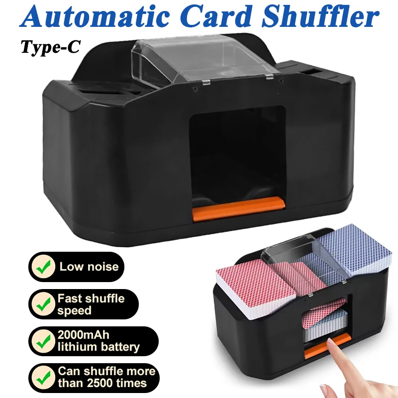 

Автоматическая машина для тасования карт Type-C, перезаряжаемая батарея емкостью 2000 мАч, электрический инструмент для тасования карт, устройство для карточных игр, домашней вечеринки