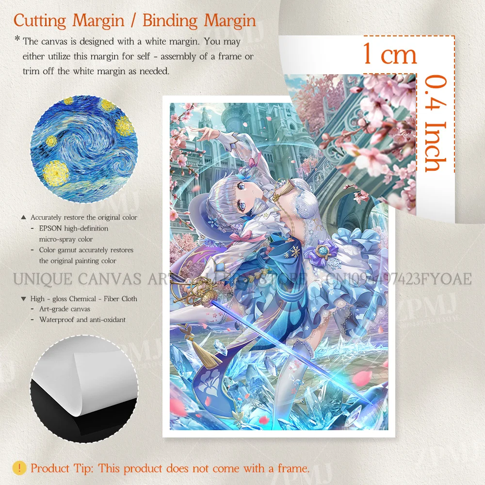 Genshin Impact Game Home Decor Poster Anime-Stil Wandkunst Leinwanddrucke Gemälde Shenhe Bilder für Wohnzimmer Kein Rahmen – Detail 4