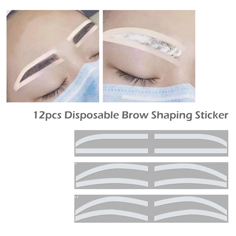 

6 Pair Disposable Brow Shaping Sticker Drawing Guide Auxiliary Template Microblading Eyebrow Stencil PMU Makeup Tool Accessories