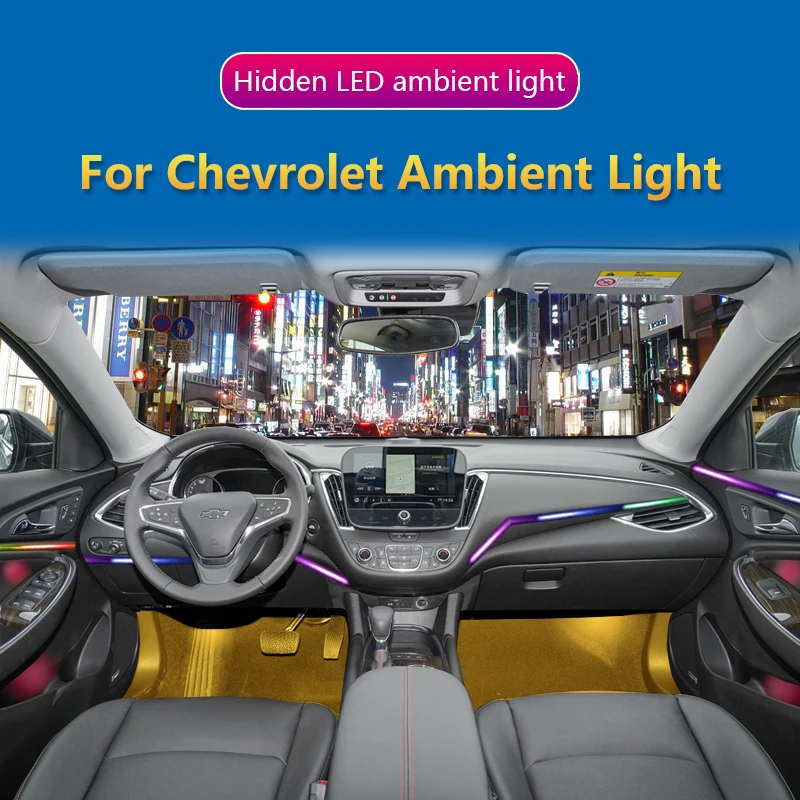 

Atmosphere Lamp For Chevrolet Camrro LOVA Malibu CRUZE SPARK CAPTIVA EPICA Hidden Strip App Control Car Ambient Lights LED