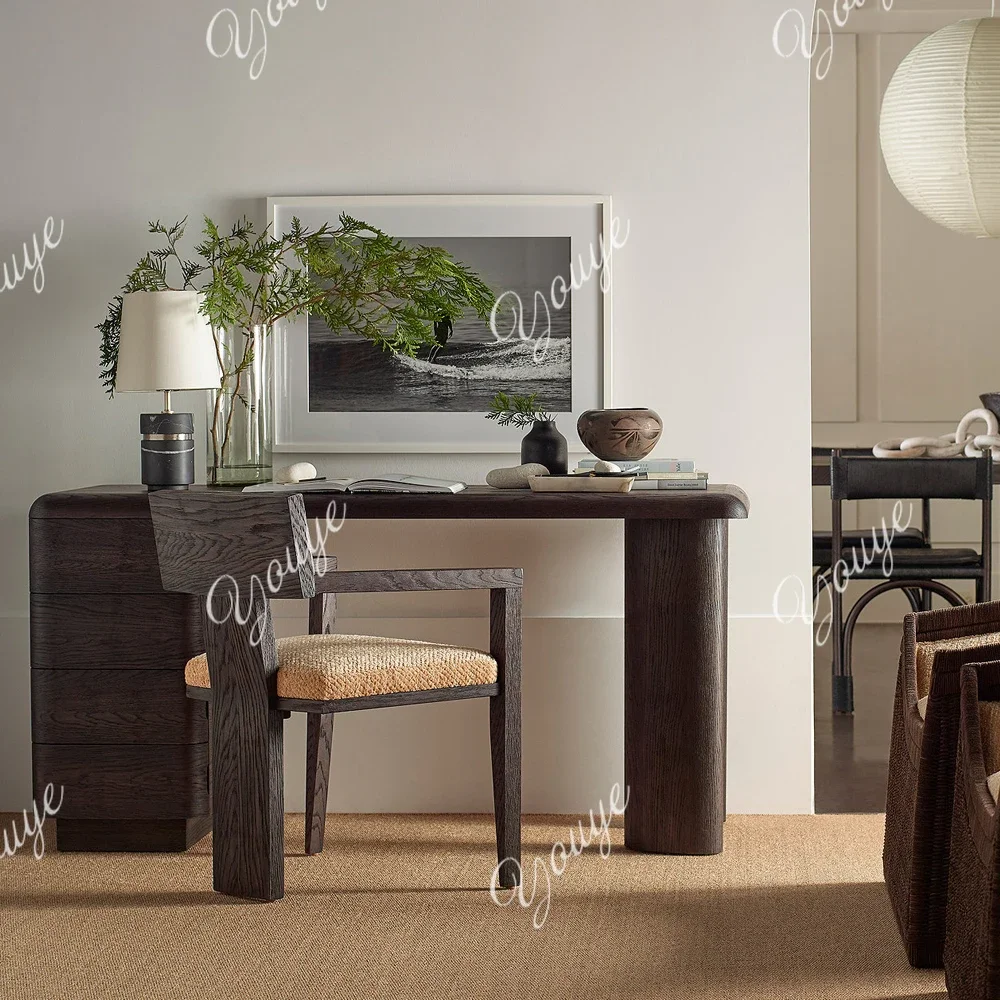 SX American Medieval Style Solid Wood Desk Home Study Computer Desk Writing Retro Company