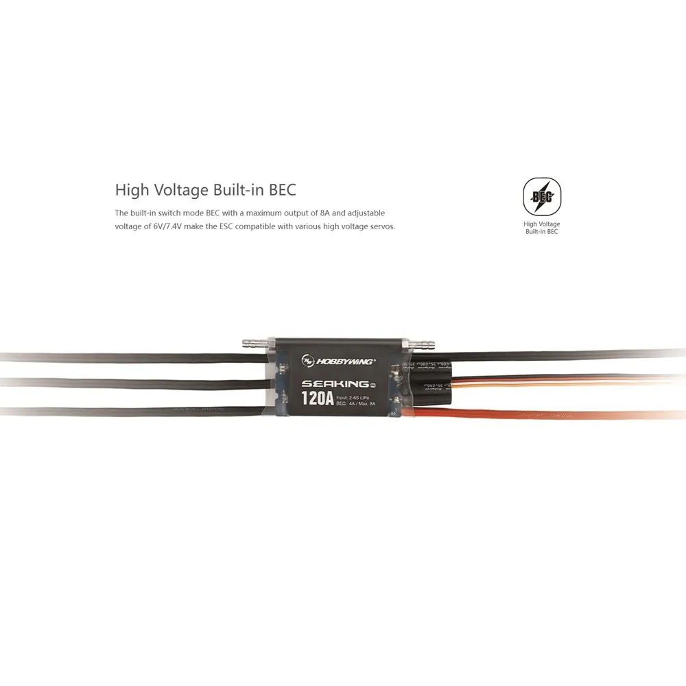 Hobbywing Seaking Pro 120A Electronic Speed Controller Waterproof Sensorless Brushless ESC 2-6S Lipo For RC Boats Ships Model