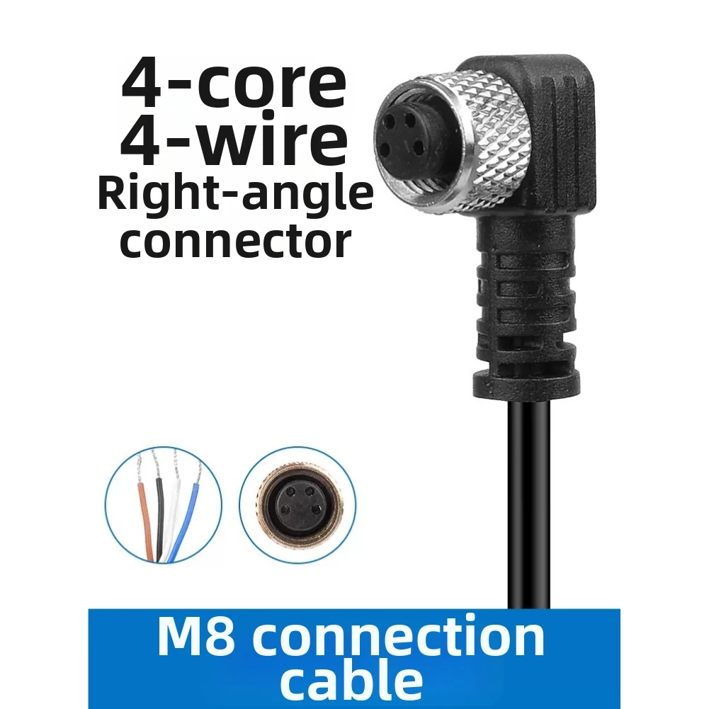 2 Meter PVC M8 4 Pin Female Electrical Cable for Industrial Sensors Encoders Switches and Automation Equipment