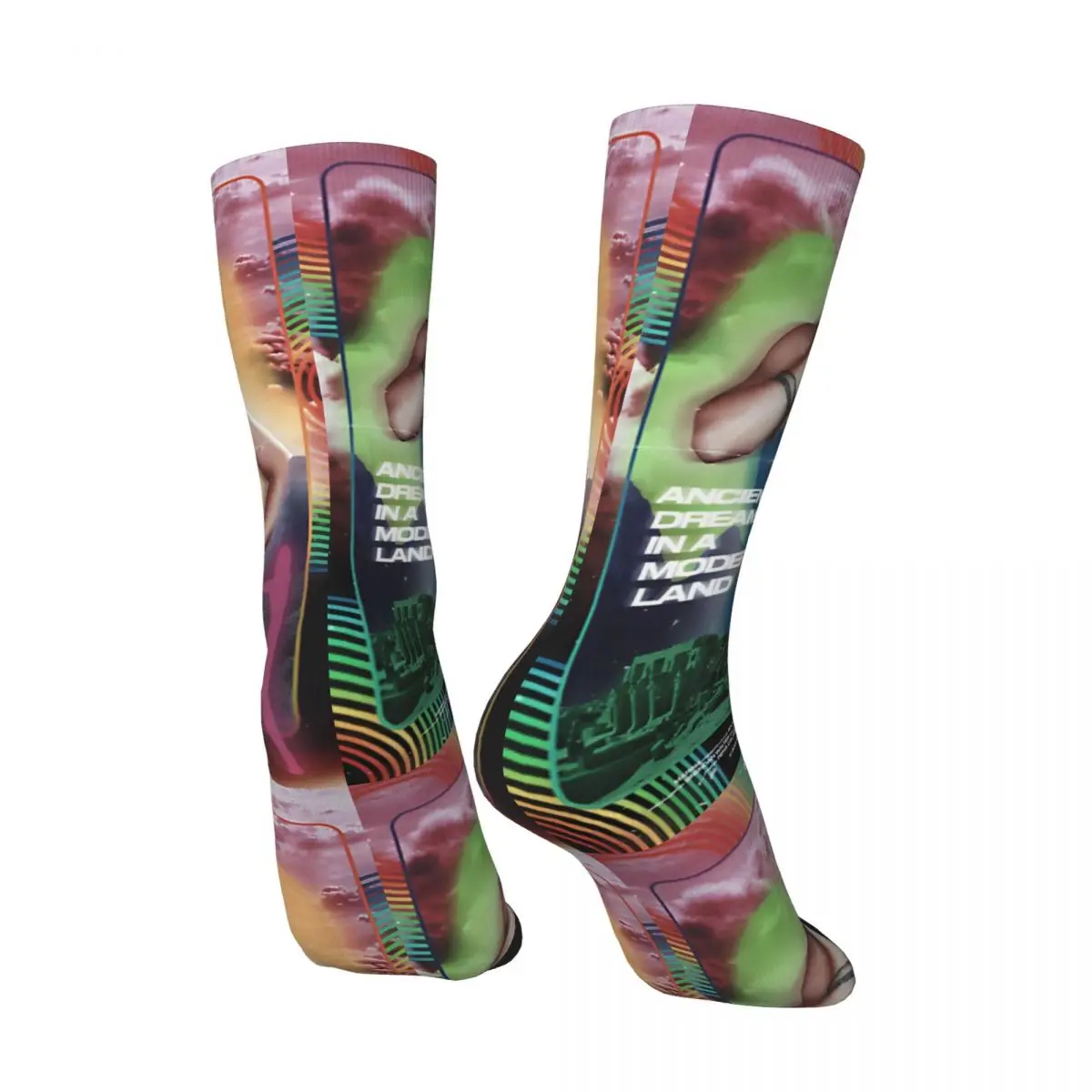 Retro Ancient Dreams In A Modern Land Poster Men's compression Socks Unisex Marina Street Style Printed Novelty Crew Sock