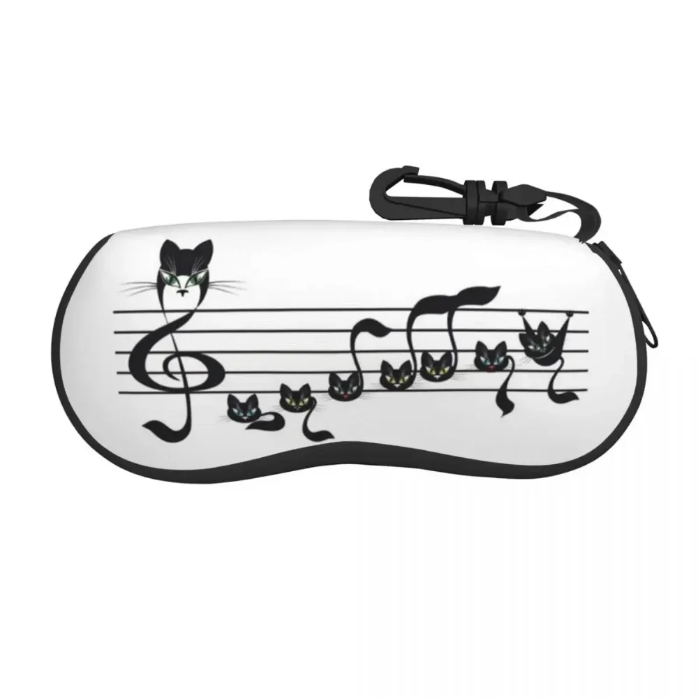 Black Cat With Music Notes Shell Eyeglasses Protector Cases Fashion Sunglass Case Animal Cartoon Kitten Glasses Pouch