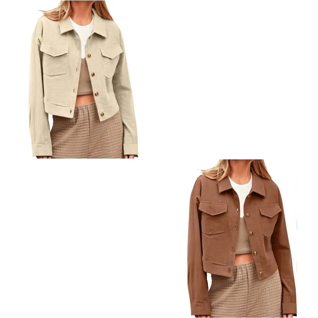 

Y3NE Женская укороченная куртка вельветовый укороченный пиджак на пуговицах, повседневный укороченный топ с длинными рукавами