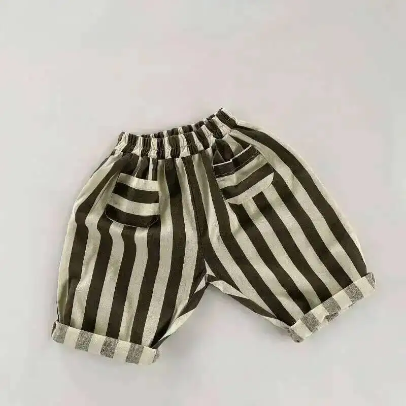 Frühling Sommer Kinder Hosen 1-8Y Jungen Baumwolle Gestreiften Lose Beiläufige Gerade Hosen Koreanische Kleinkind Tragen Für Kinder Kleidung Neue – Detail 6