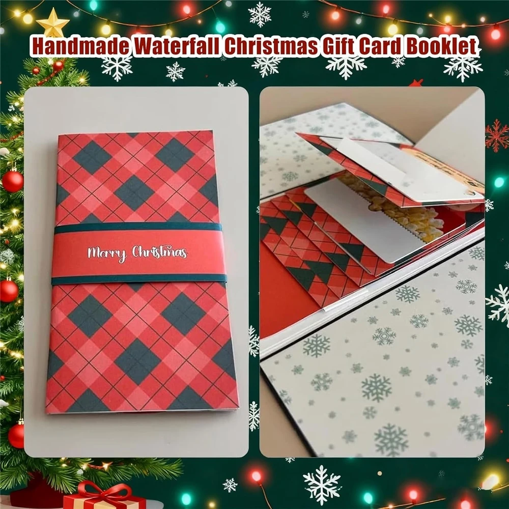 كتيب بطاقات هدايا عيد الميلاد المصنوع يدويًا، كتاب حامل بطاقة هدايا عيد الميلاد، تصميم قابل للسحب، كتاب بطاقات هدايا عيد الميلاد المجيد #3