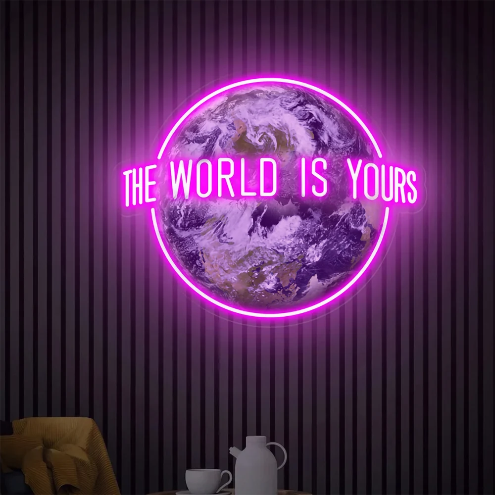 The World Is Yours Neon Sign Custom Neon Sign Bedroom Led Light Salon Bar Office Room Wall Decor Wedding Decoration Party Decor