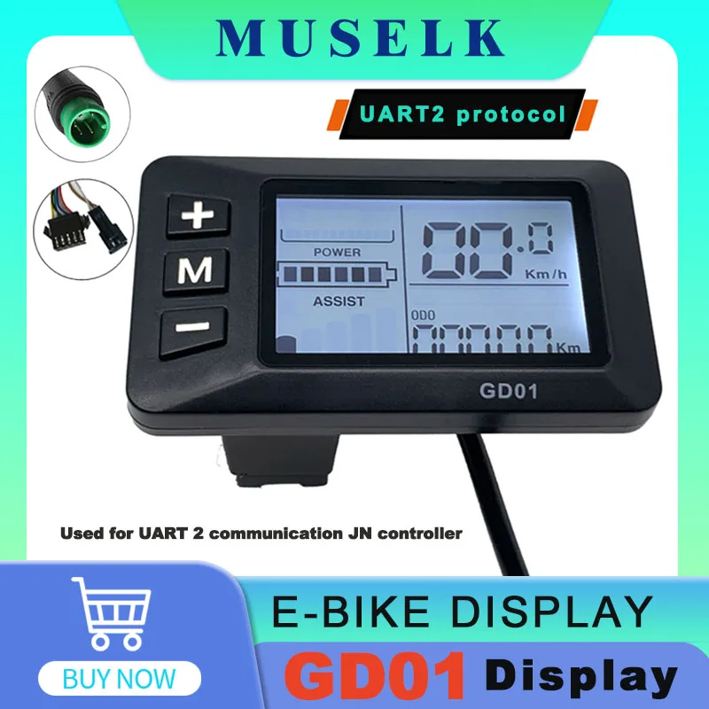 GD01Display Used for UART 2 Communication JN Controller LCD Display  24V/36V/48V Adaptation 22.2mm Handlebar Electric Bicycle di