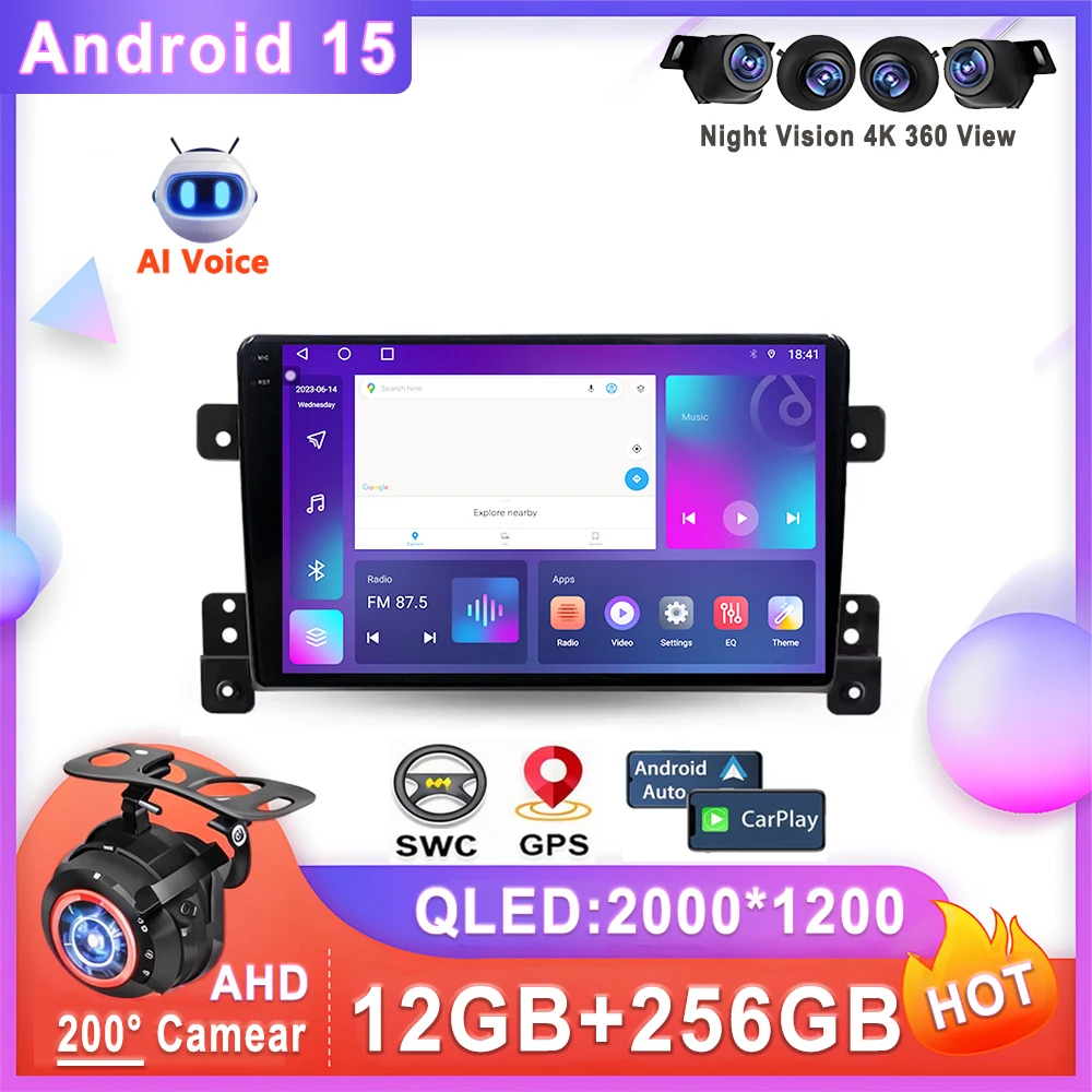 Car Android 15 Auto Radio For Suzuki Grand Vitara 3 2005 - 2015 Stereo Head Unit Multimedia Player No 2din DVD wifi QLED Screen