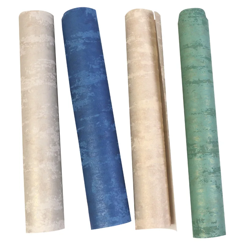 

Nordic style blue green wallpaper modern simple solid color bedroom living room diatomite background wall wallpaper