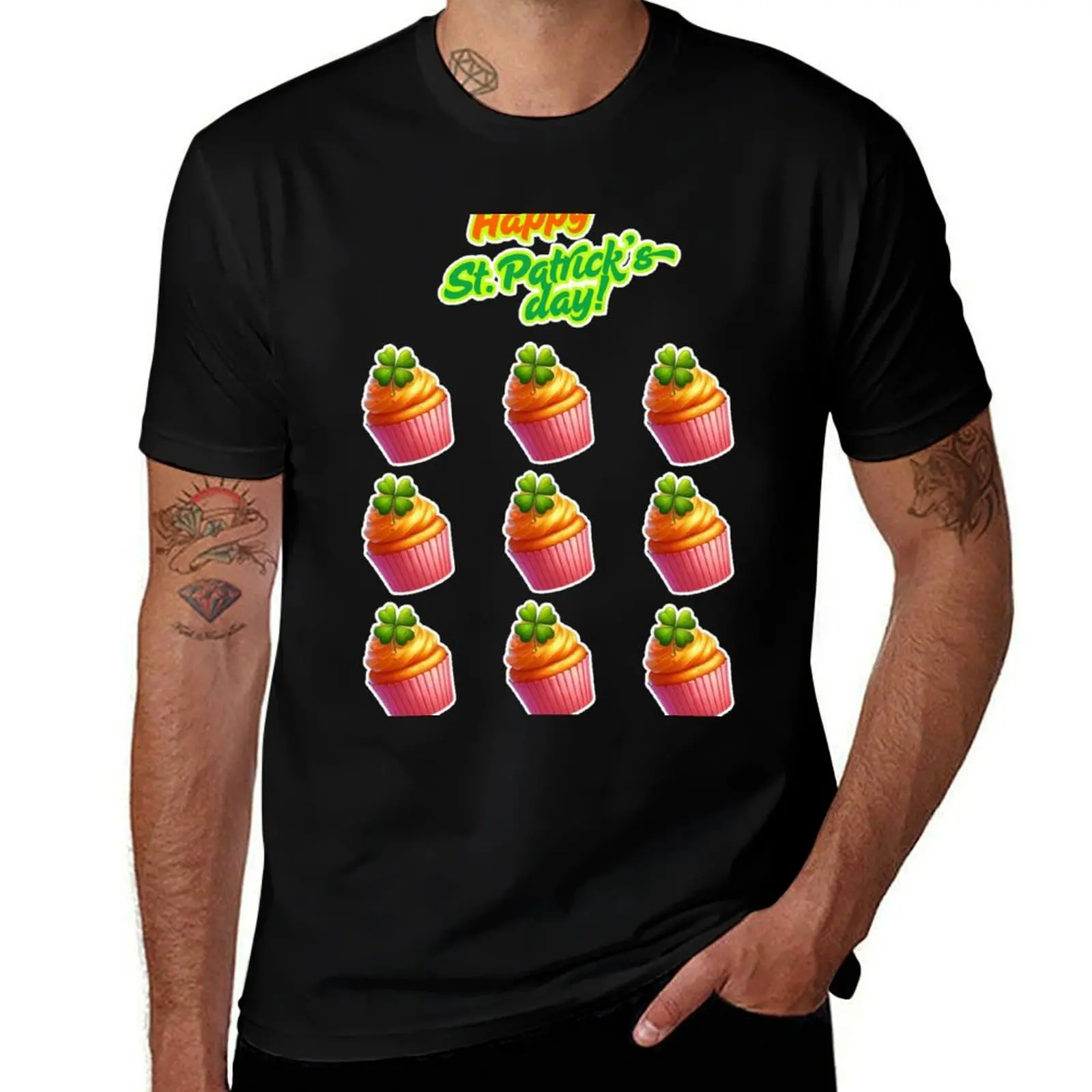 

St Patrick’s Day Cupcake – Cute Irish Lucky Clover Dessert Design 2025 T-Shirt Funny t-shirt Men's t-shirt