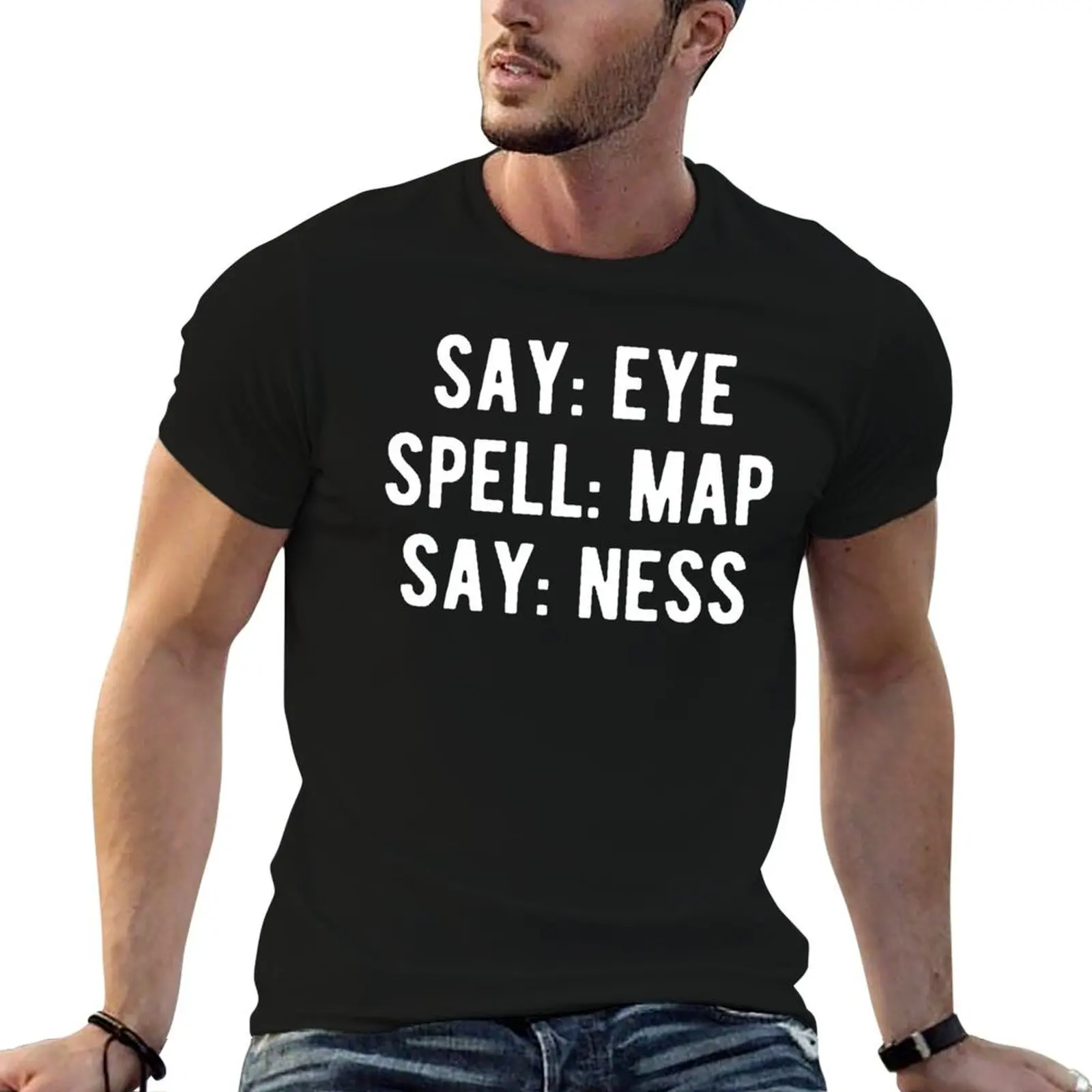 Say Eye Spell Map Say Ness T-Shirt Lightweight Basic Short Sleeve Shirt