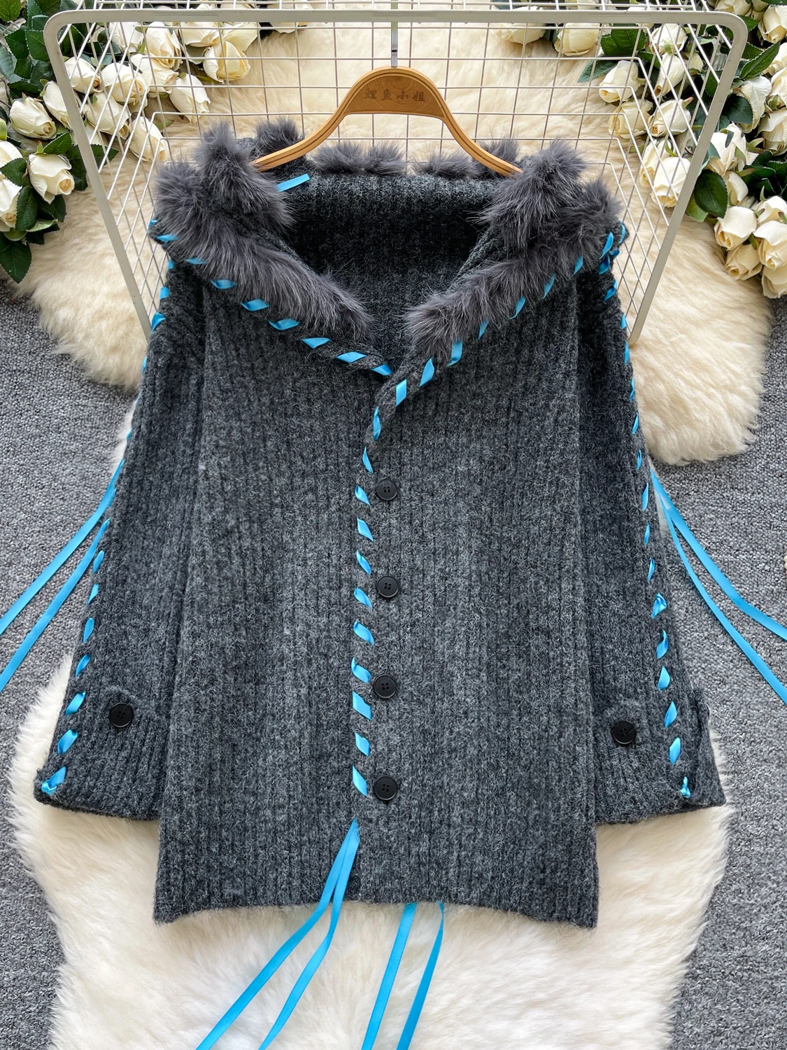 

Свободное вязаное длинное пальто-све, женское пальто премиум-класса с воротником-стойкой и поясом, повседневная повседневная одежда