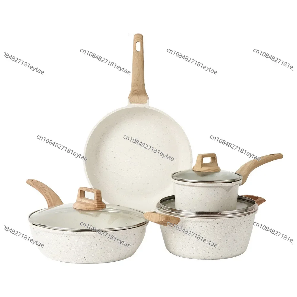 7-Piece set of pots and pans non-stick white granite induction kitchen cookware set non-stick cooking set frying pan sauce pan