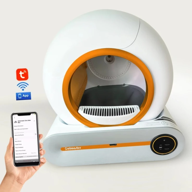 Smart Intelligent Automatic Cat Litter Box Self-Cleaning With Large Cat Friendly Easy Clean Plastic Round Design Sample Trial