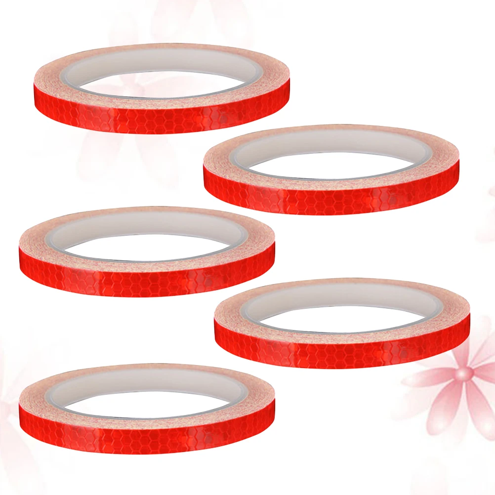 

5pcs Red Reflective Stickers Strips Safety Warning Tape For Bike Bicycle Motorcycle Wheel Decoration Durable Rainproof