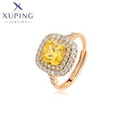 Xuping Jewelry Fashion Copper Alloy Stone Square Shaped Charm Trendy Style Gold Color Ring for Women Lady Gift A00918392