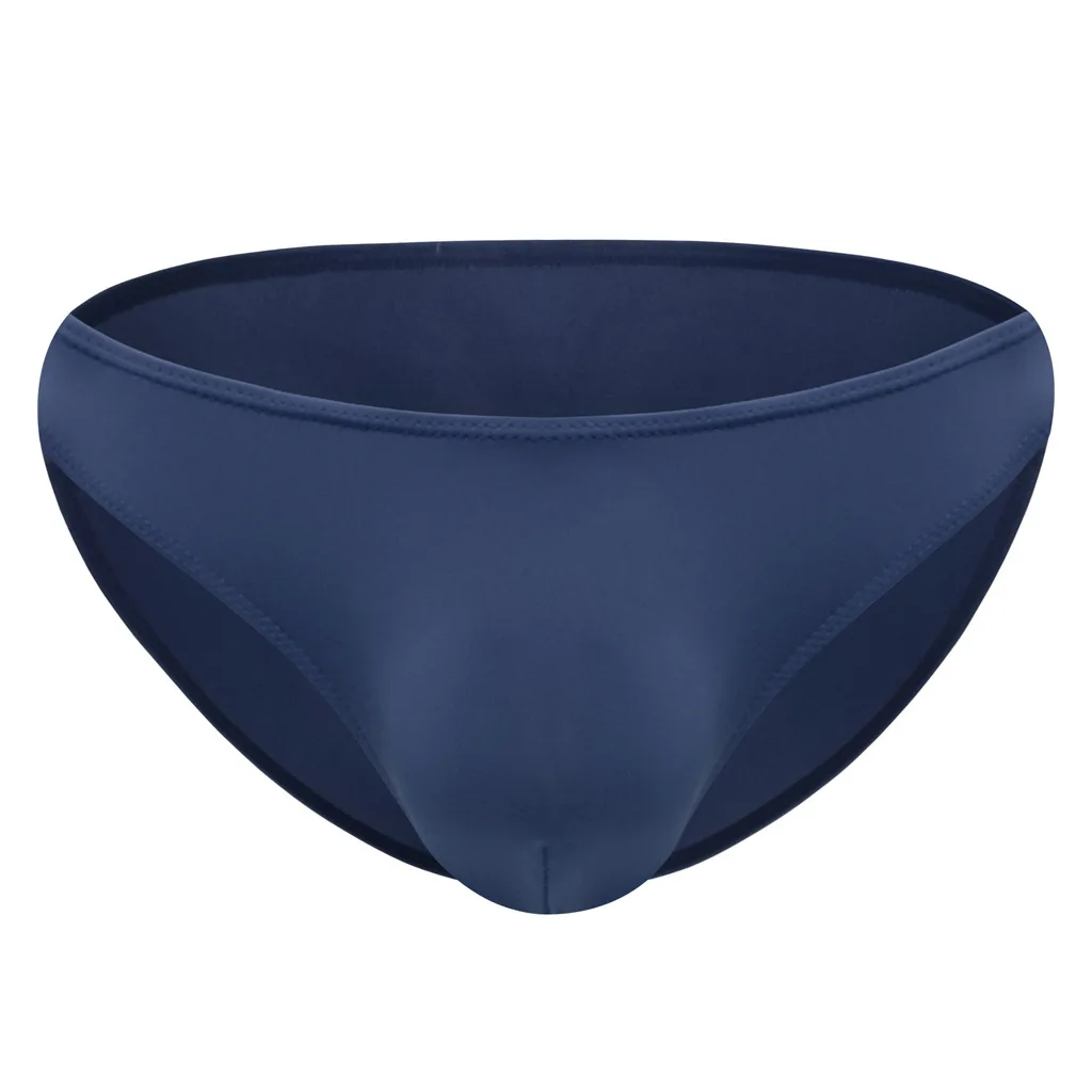 Men's Semi-Sheer Ice Silk Low-Rise Brief, Sexy Solid Color Underwear