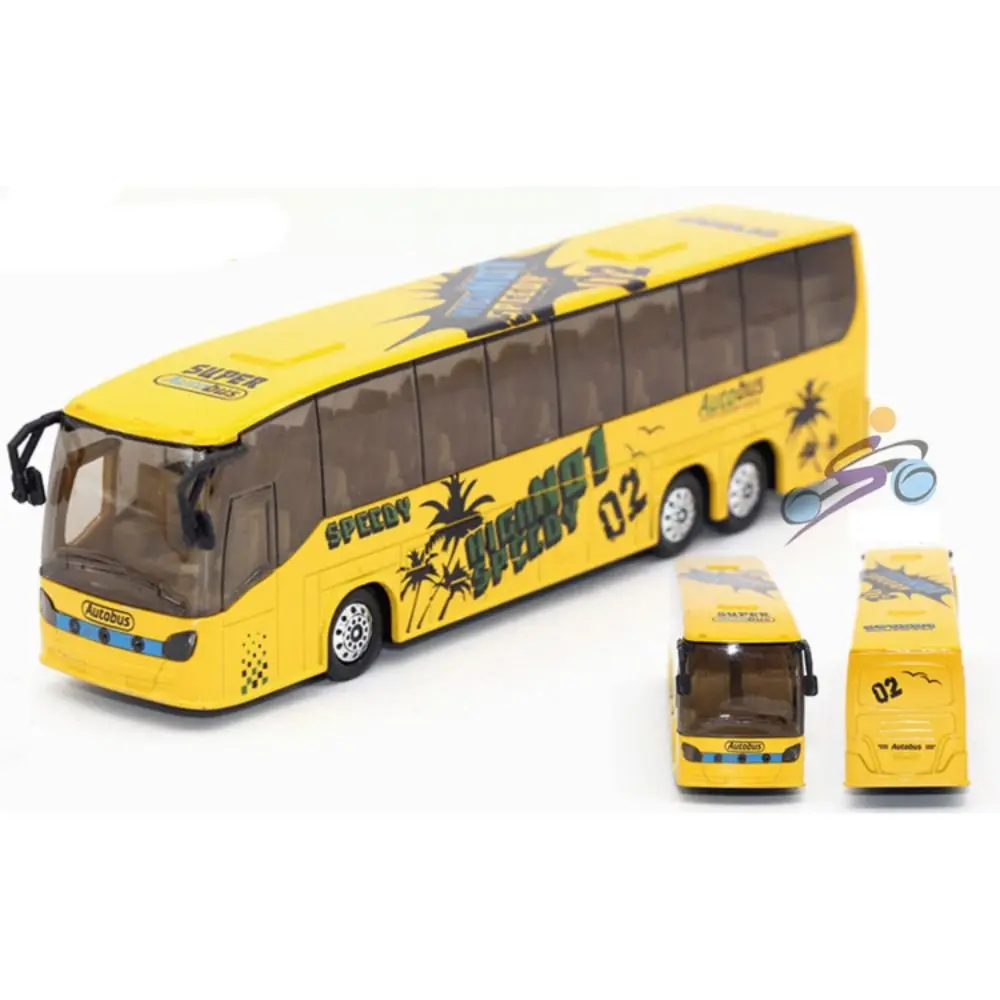 High Quality High Imitation Light and Music Extended Bus  Pull Back Alloy Bus Model Vehicle Model