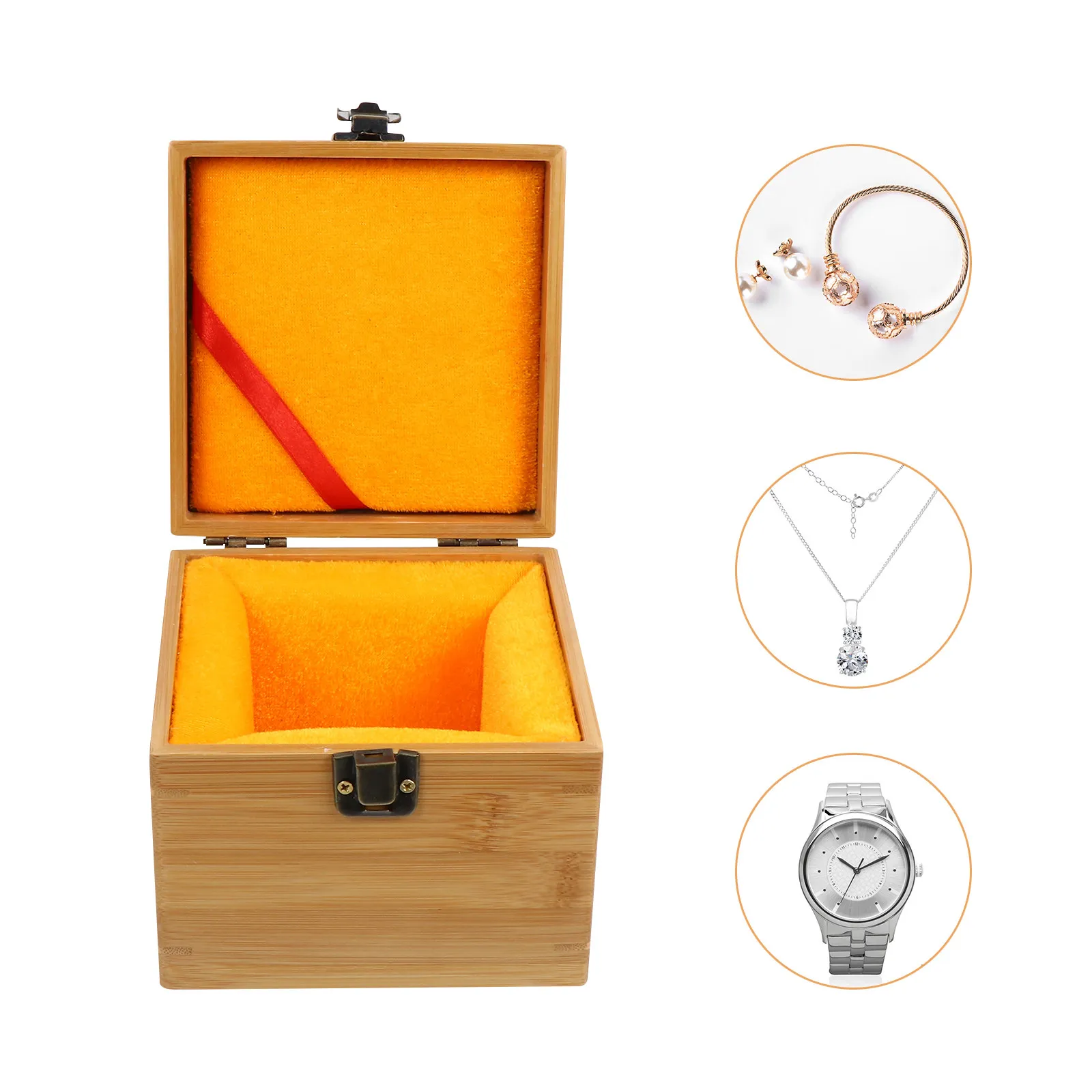 

Bamboo Jewelry Box Elegant Storage Organizer for Necklaces Bracelets Watches Earrings Hairpins Brooches Gift for Women Mother