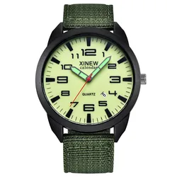 Men XINEW 2813 Brand Watches Students Boys Fashion Casual Nylon Band Simple Sports Military Date Quartz Watch Erkek Barato Saat