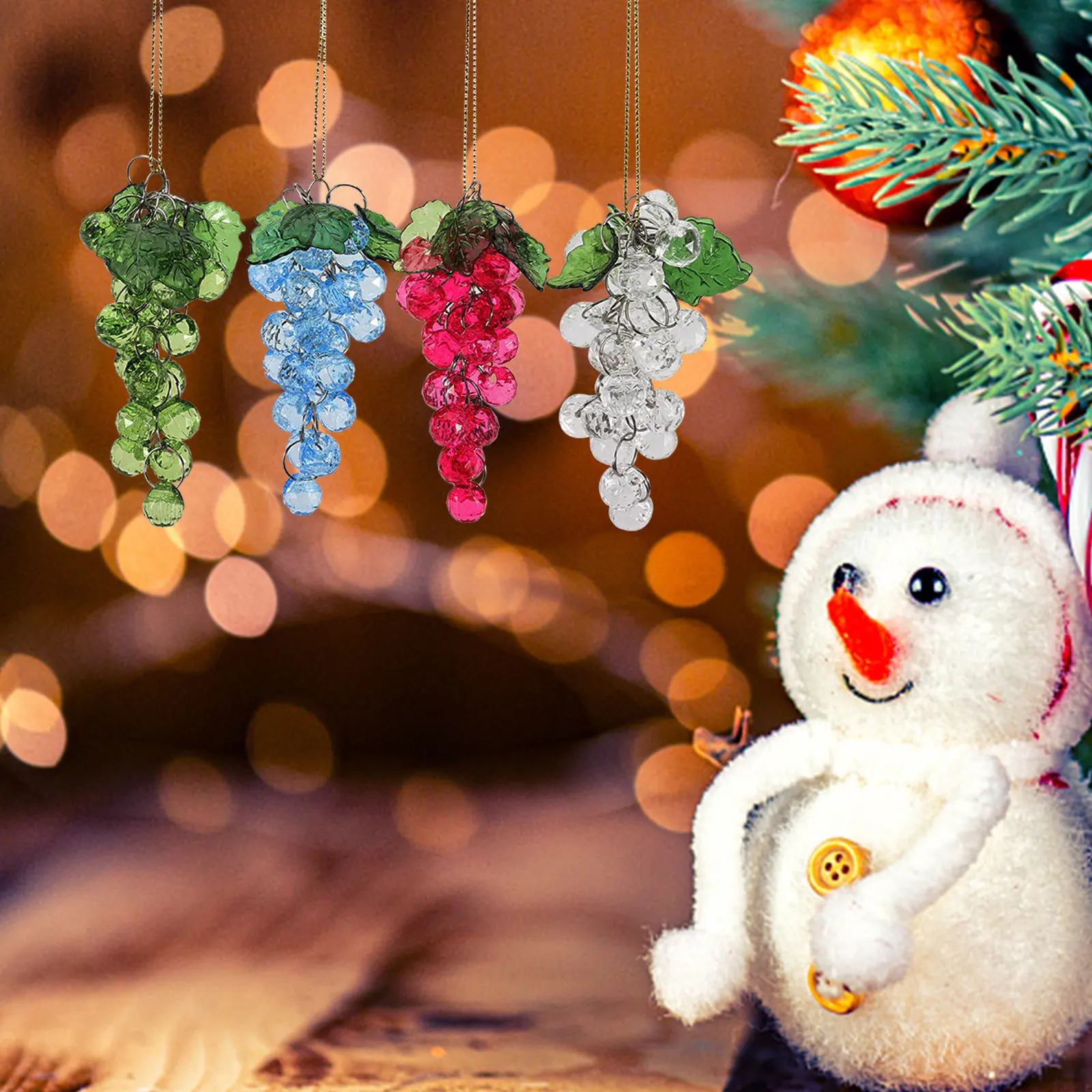 

4Pcs Acrylic Handmade Grape Beads Ornament Beaded Hanging Decor Party Wedding Anniversary Celebration Supplies