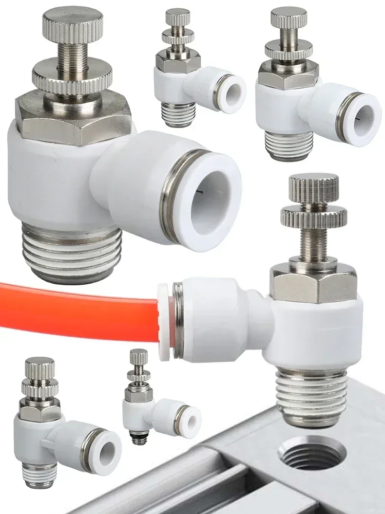 Vanne de commande d'air pneumatique, raccord coudé à poussée rapide, contrôleur SL 1/2, 1/4, 3/8, 1/8, 4mm, 6mm, 8mm, 10mm, 4, 6, 8, 10 pièces, 5/10 pièces