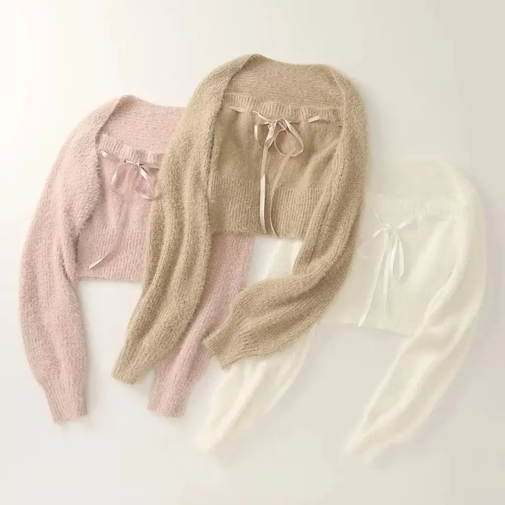 

Chic Pure Desire Slim Fit Furry Long Sleeve Short Coat French Lazy Style Comfortable Ankle Shawl Summer New Arrival