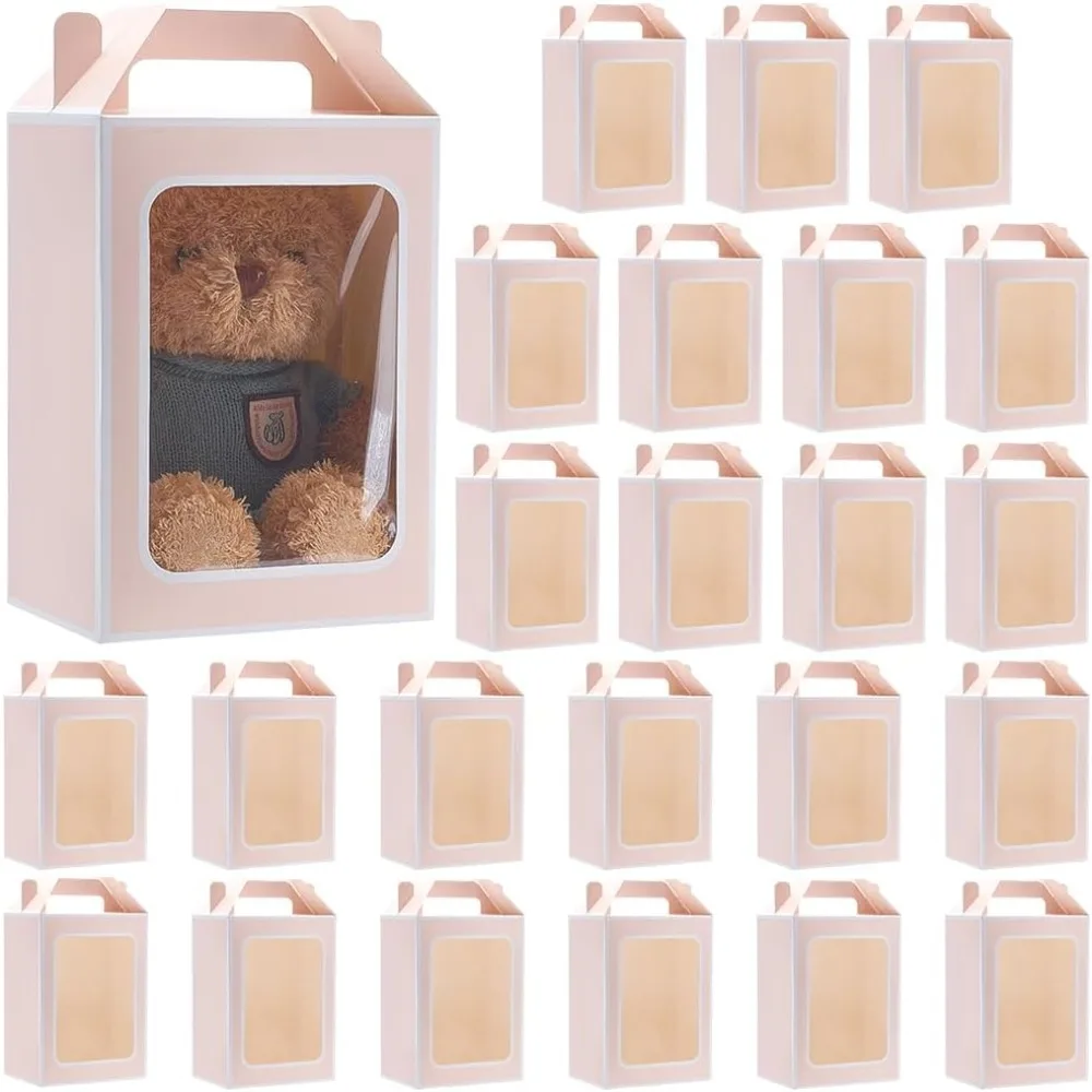 

24 шт. подарочные пакеты из крафт-бумаги 9,8x7x 5,1 дюйма, бумажные пакеты с прозрачным окном, подарочные коробки для магазина, розничная торговля, свадебный душ