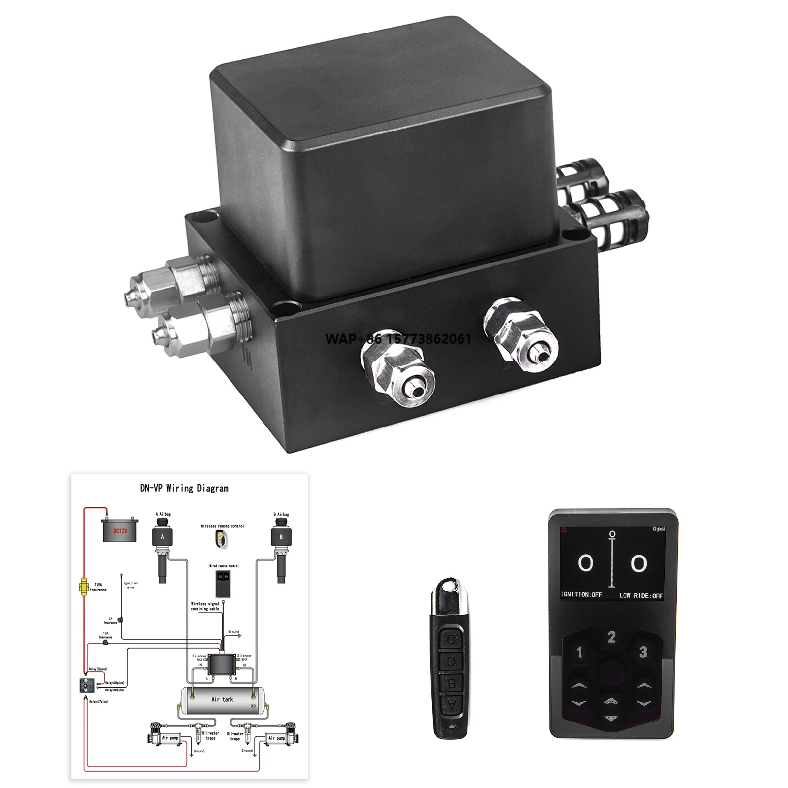 

Universal Economy Edition Air Management Kit Three-Segment Memory Air Ride Suspension Kit W/1x5Gallon Air Tank&2xCompressor Pump