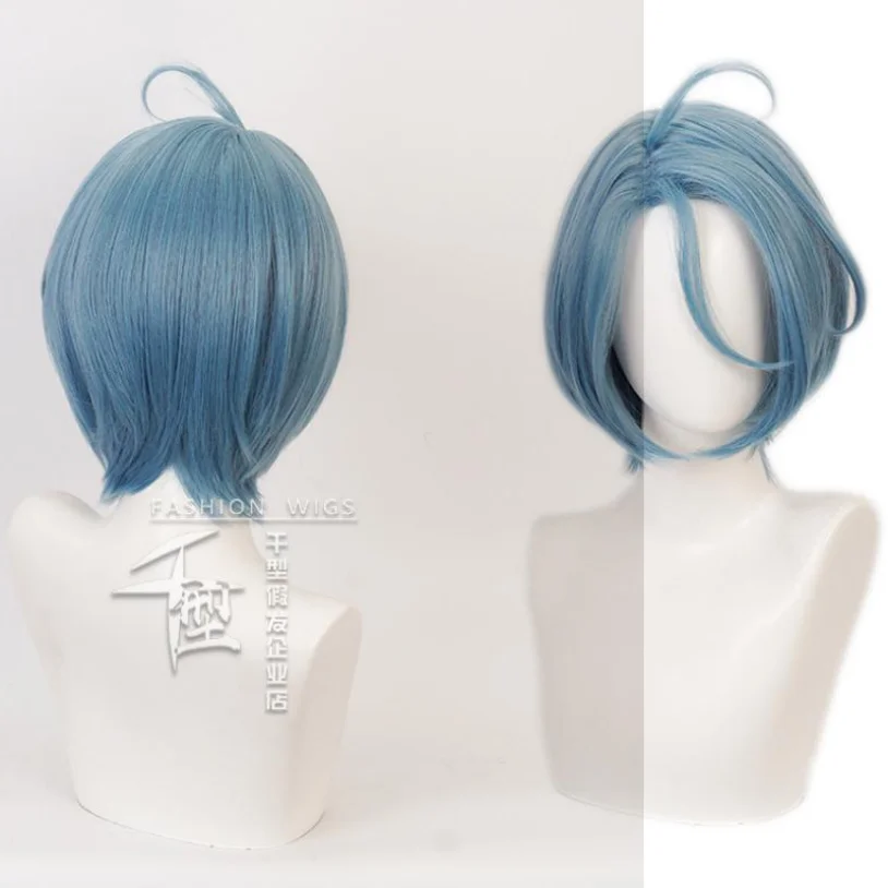 Game Ensemble Stars Himeru Cosplay Wigs Grayish Blue Short Hair Heat Resistant Synthetic Halloween Party Accessories Props