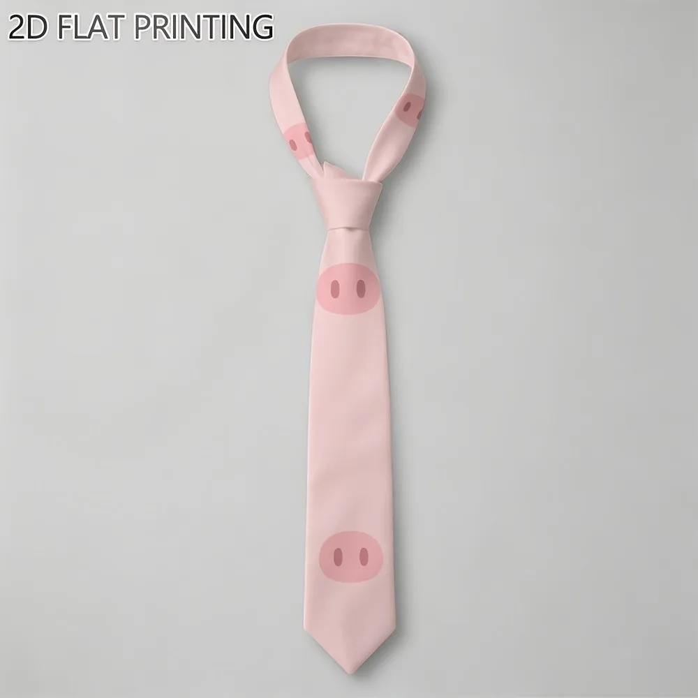 Soft Cute Pink Pig Pattern Printed Tie Versatile Easy And Exquisite Accessory Easy to Clean And Not Easily Deformed