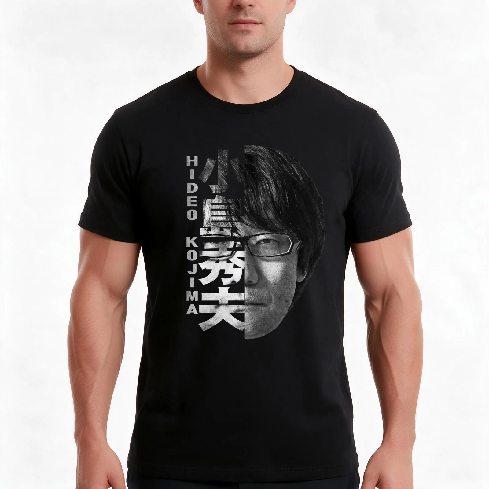 Hideo Kojima T-Shirt, Summer Casual Cotton Tee, Oversized Streetwear Tops, Vintage Graphic Print, Loose Fit Short Sleeve