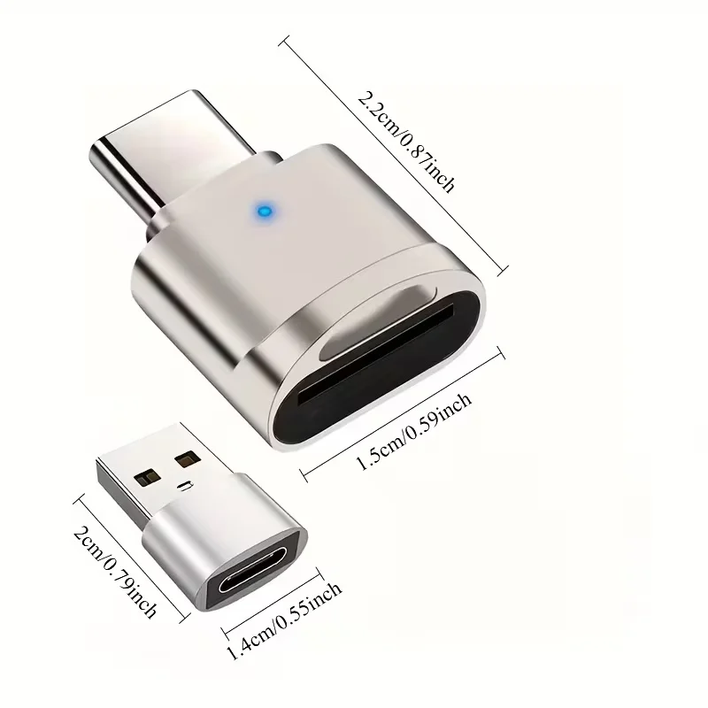 2-Pack Type C TF Reader • Zinc Alloy Shell • SD Card Reader • USB C to USB Adapter • Suitable for Laptop, MacBook, Samsung Galax